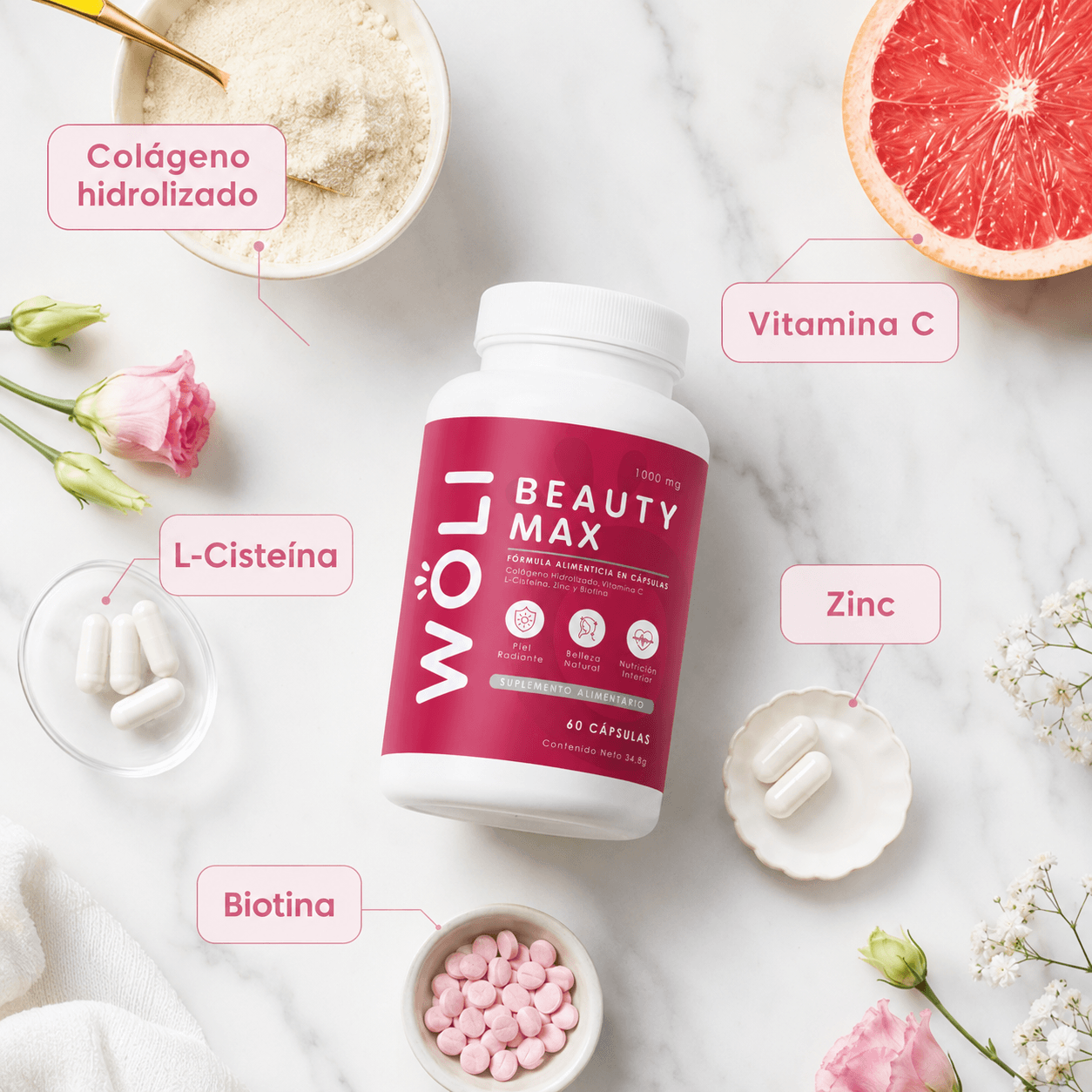 WÖLI Beauty Max 60 caps - Piel, Cabello y Uñas